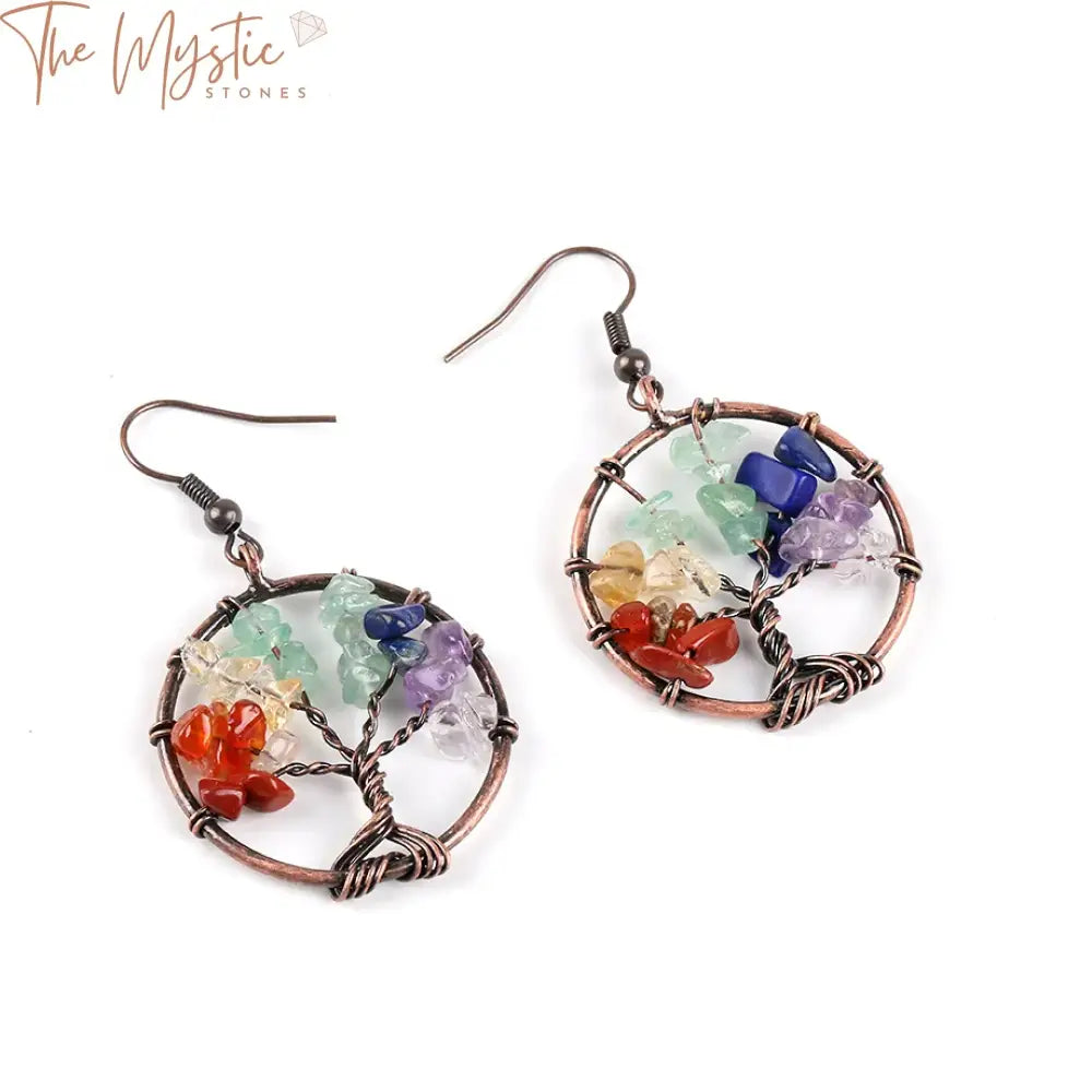 Tree Of Life Chakra Dangle Earrings