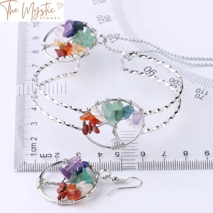 Tree Of Life Chakra Stone Jewelry Set