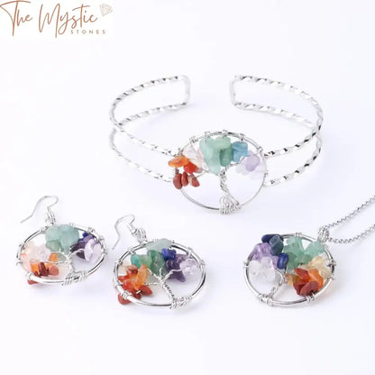 Tree Of Life Chakra Stone Jewelry Set