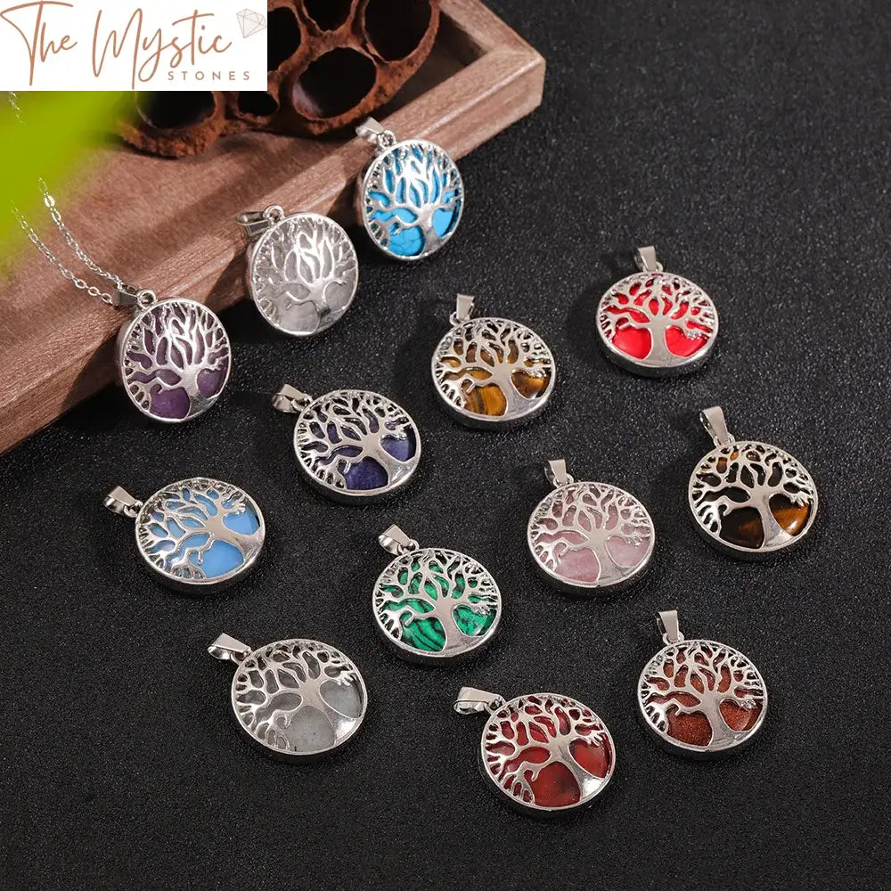 Tree Of Life Crystal Chakra Pendant