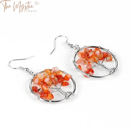 Tree Of Life Gemstone Drop Earrings