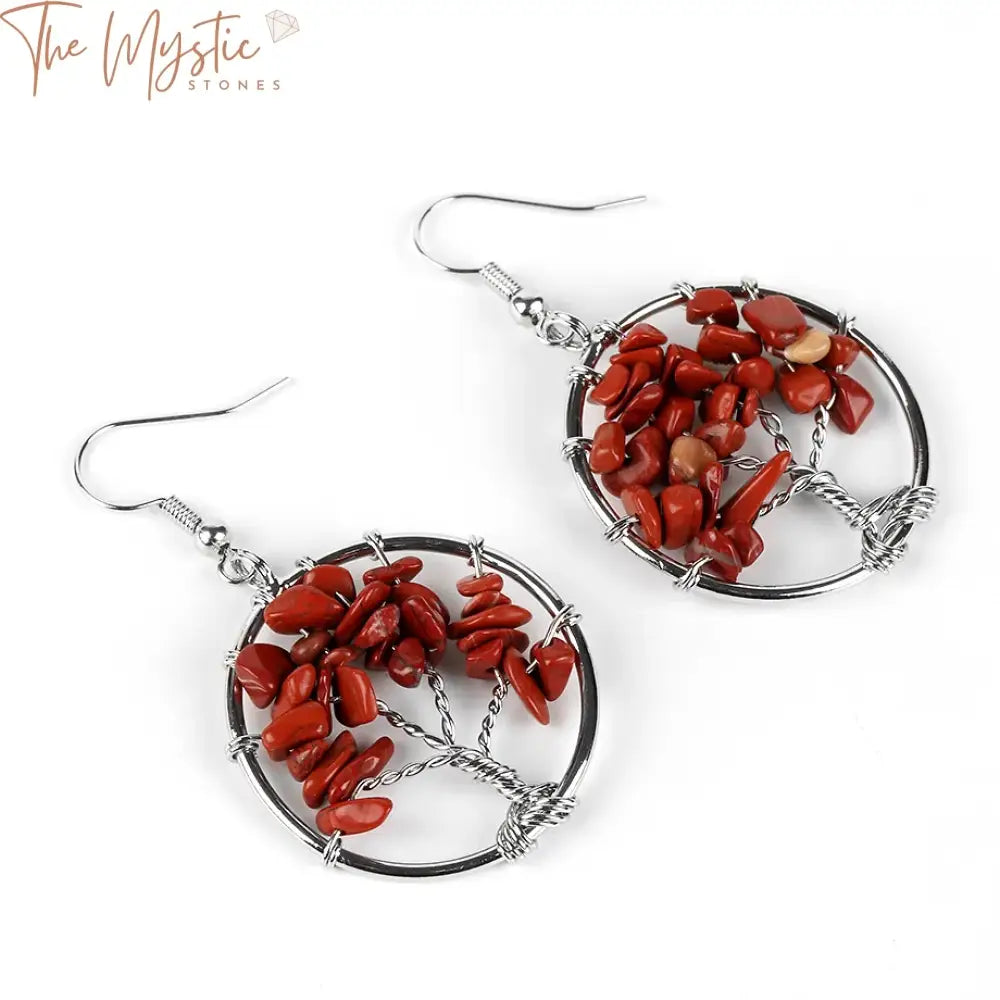 Tree Of Life Gemstone Drop Earrings