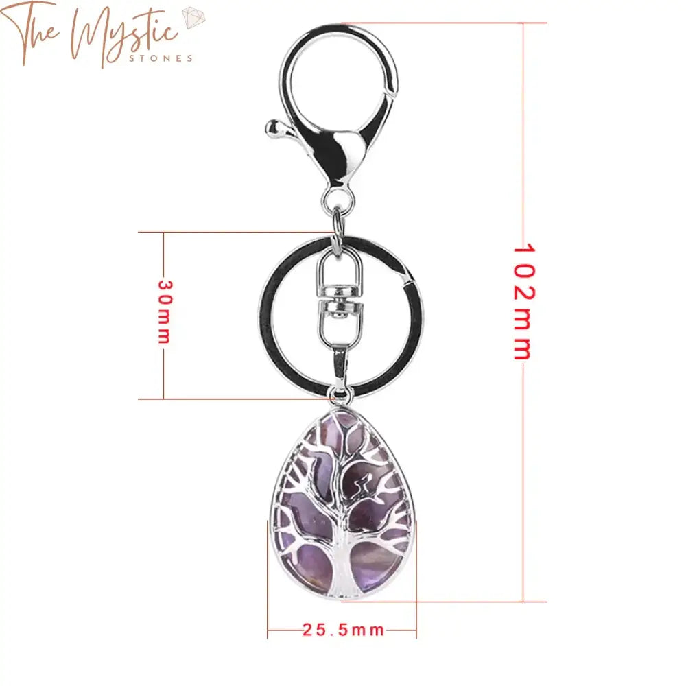 Tree Of Life Gemstone Keychain