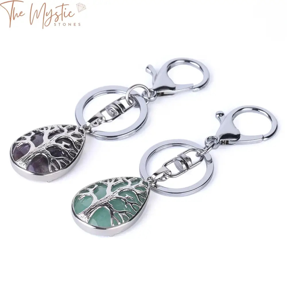 Tree Of Life Gemstone Keychain