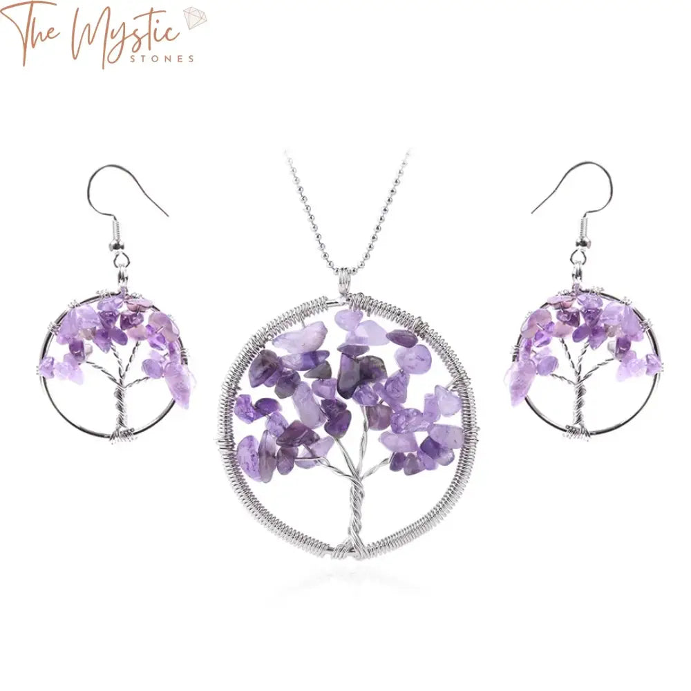 Tree Of Life Gemstone Reiki Jewelry Set