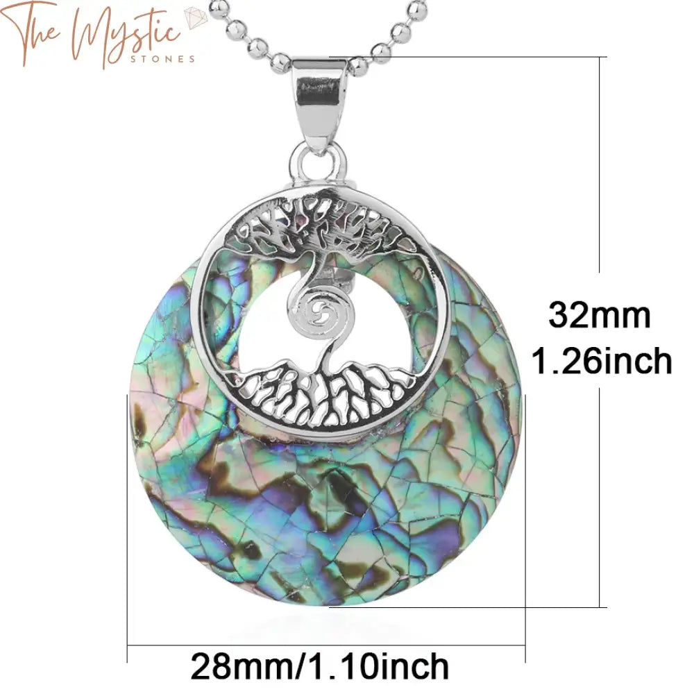 Tree Of Life Onyx & Seashell Pendant Necklace