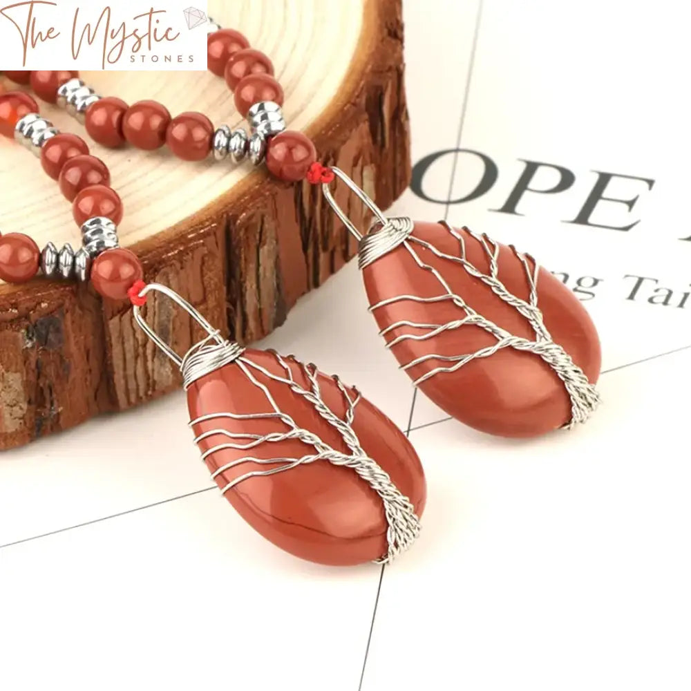 Tree Of Life Red Jasper Chakra Necklace