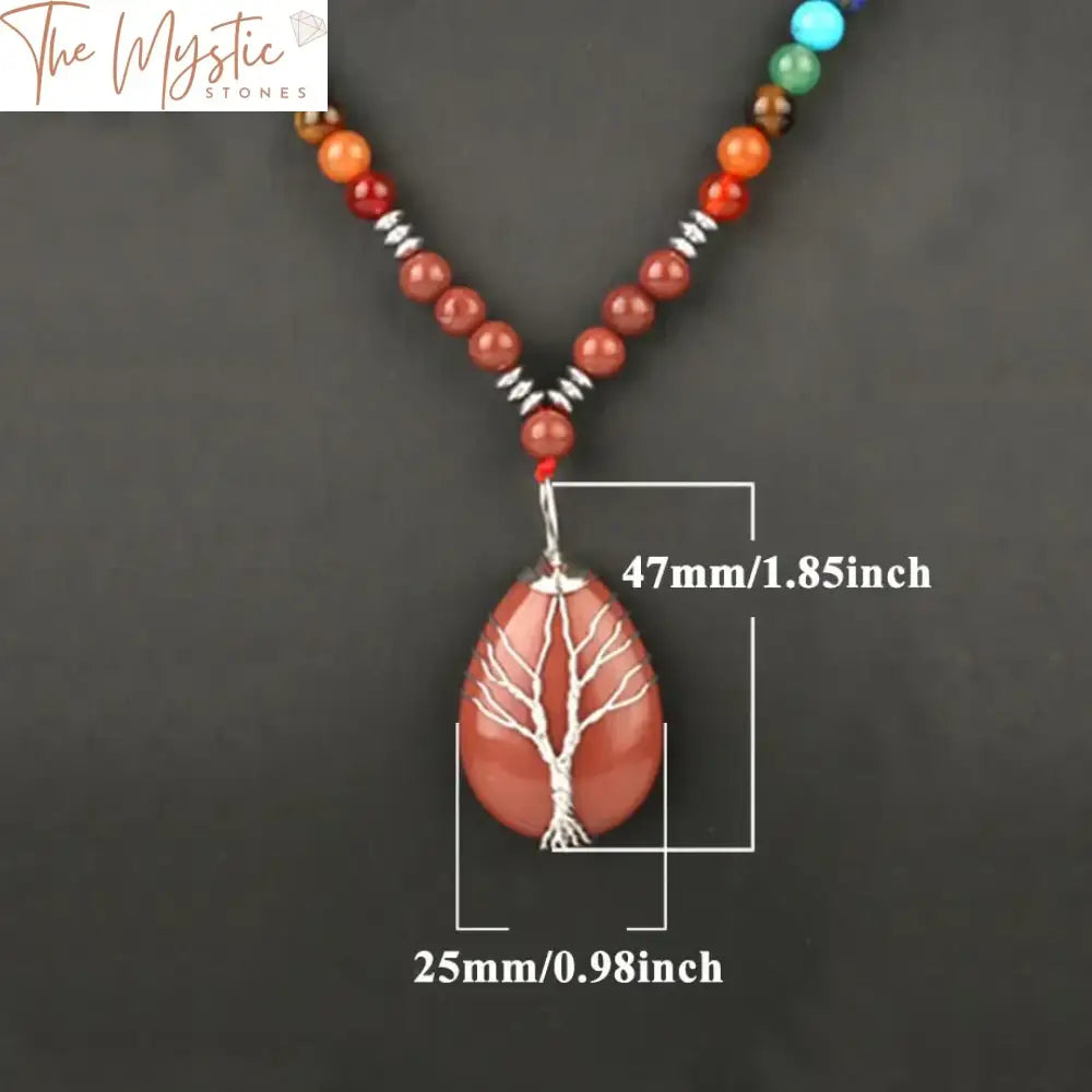 Tree Of Life Red Jasper Chakra Necklace