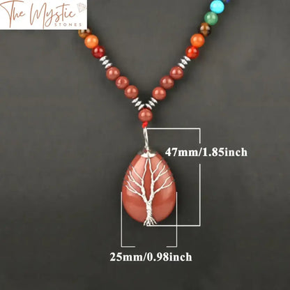 Tree Of Life Red Jasper Chakra Necklace