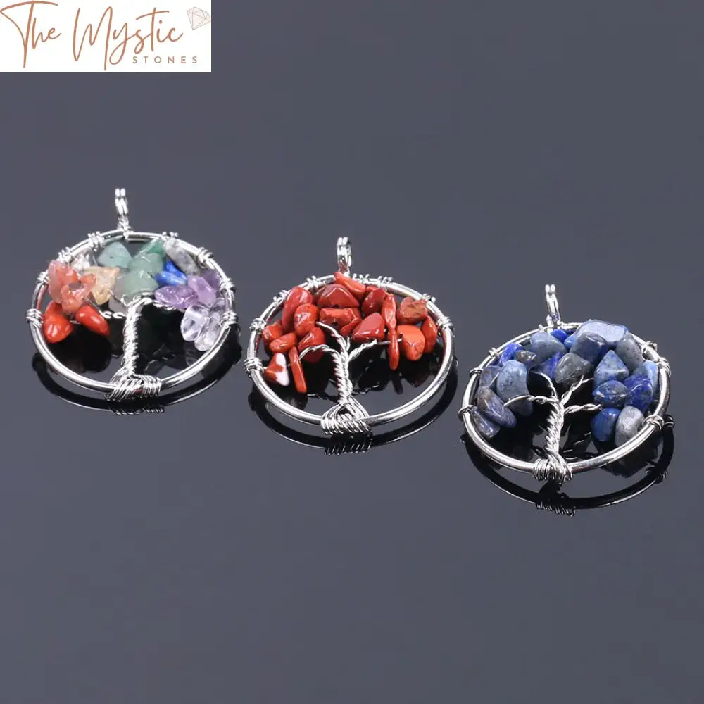 Tree Of Life Silver Chakra Pendant Necklace