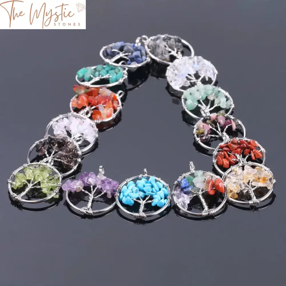 Tree Of Life Silver Chakra Pendant Necklace