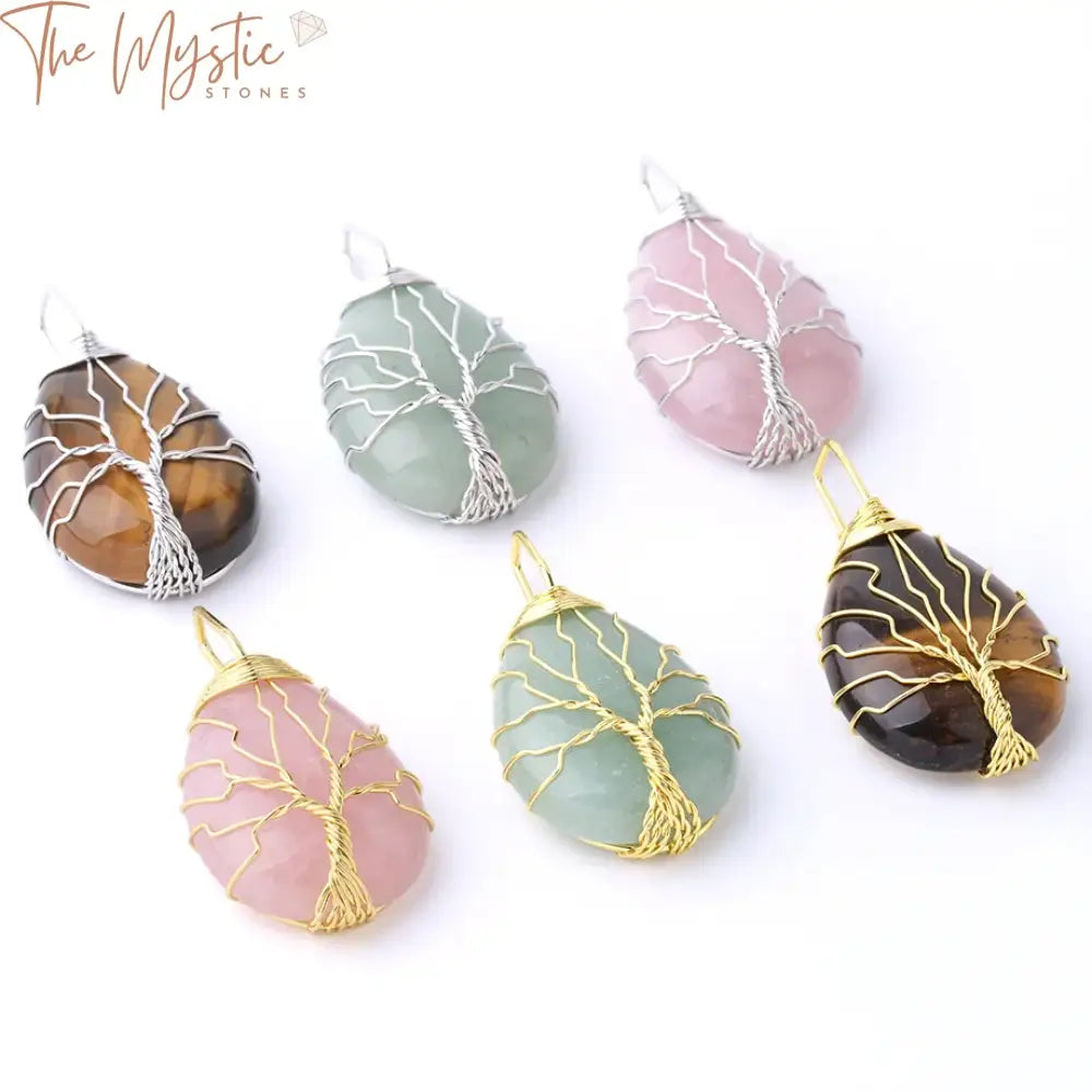 Tree Of Life Tiger Eye Crystal Pendant