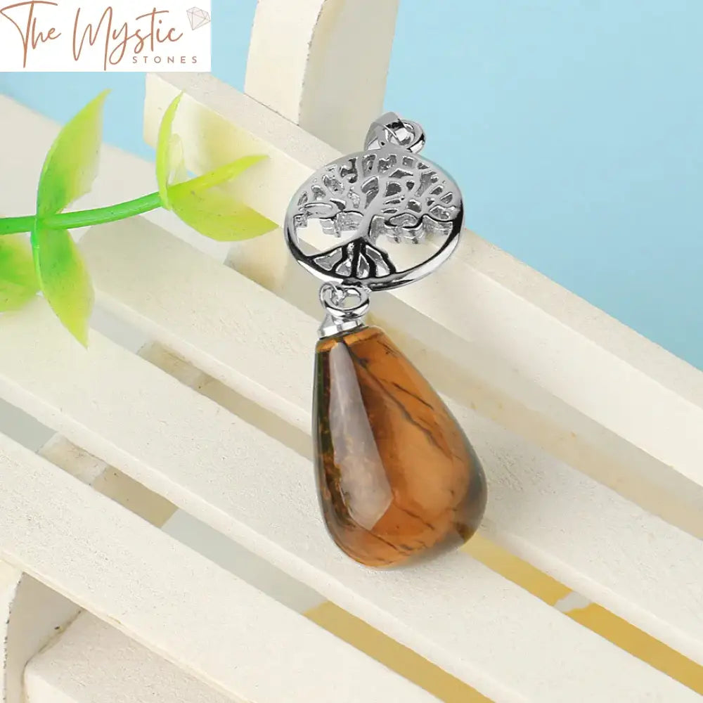 Tree Of Life Tiger Eye & Crystal Quartz Pendant