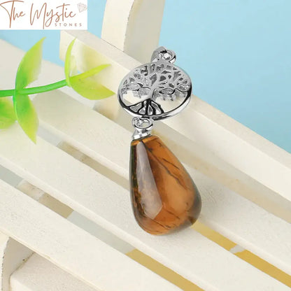 Tree Of Life Tiger Eye & Crystal Quartz Pendant