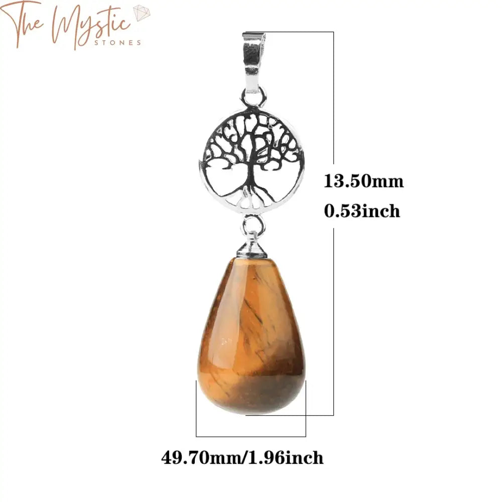 Tree Of Life Tiger Eye & Crystal Quartz Pendant