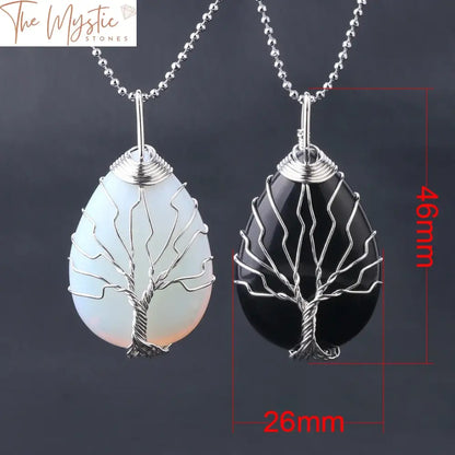 Tree Of Life Water Drop Pendant Necklace