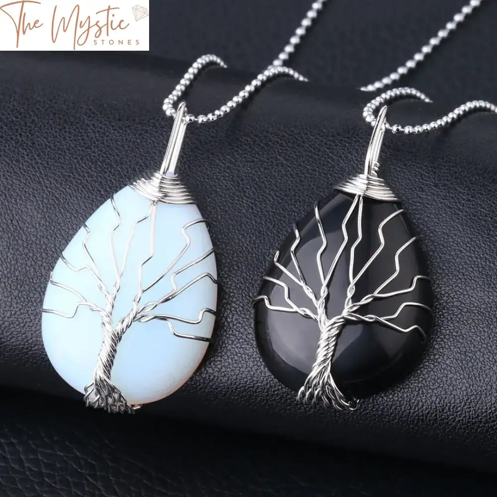 Tree Of Life Water Drop Pendant Necklace