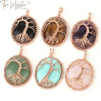 Tree Of Life Wire-Wrapped Stone Pendant