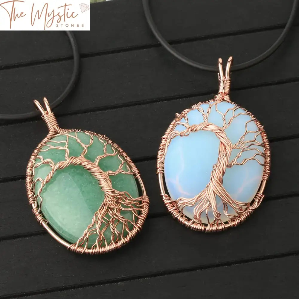 Tree Of Life Wire-Wrapped Stone Pendant