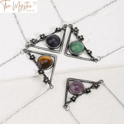 Triangle Natural Stone Pendant Necklace