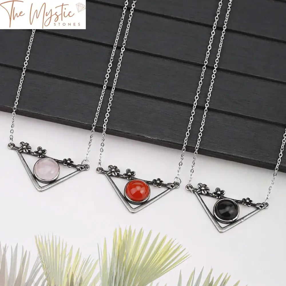 Triangle Natural Stone Pendant Necklace