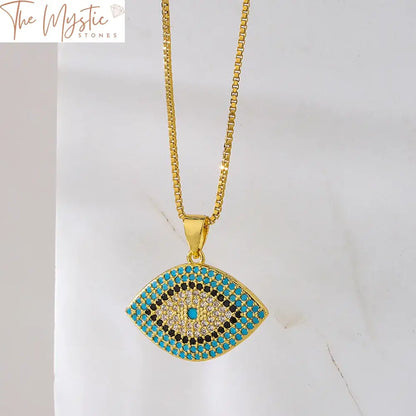 Turkish Blue Evil Eye Zirconia Choker Necklace