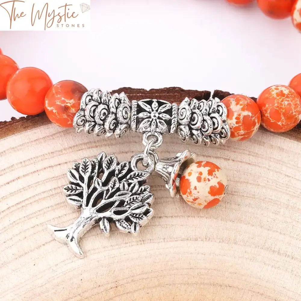 Turquoise Beaded Tree Of Life Charm Bracelet