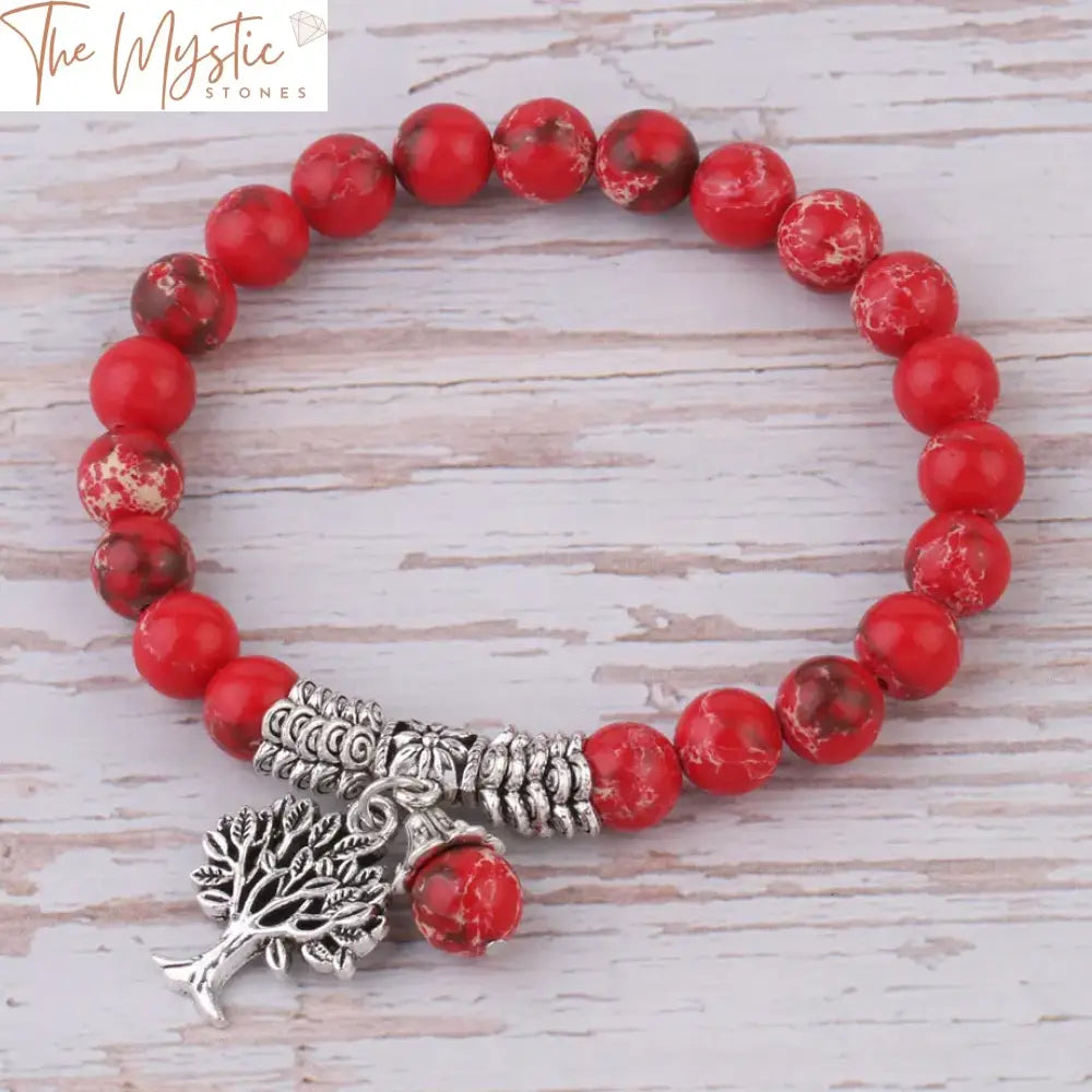 Turquoise Beaded Tree Of Life Charm Bracelet