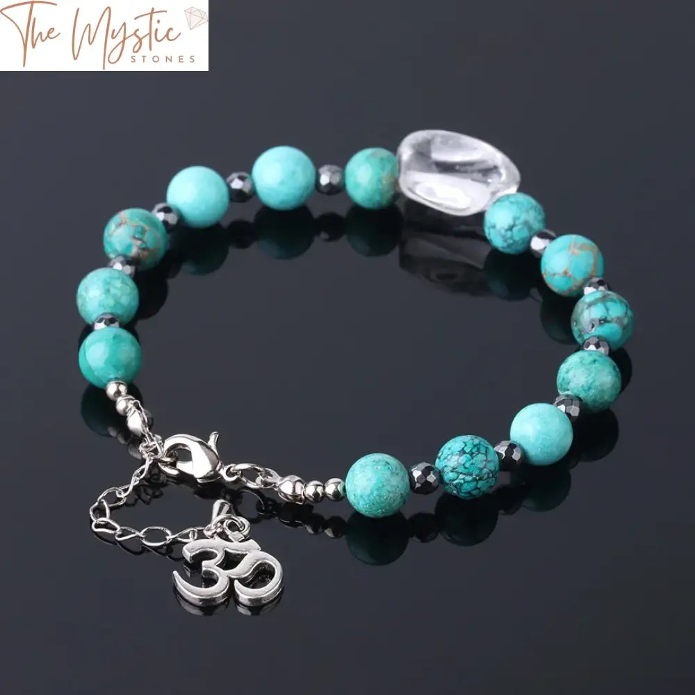 Turquoise Yoga Bead Bracelet With Lobster Clasp