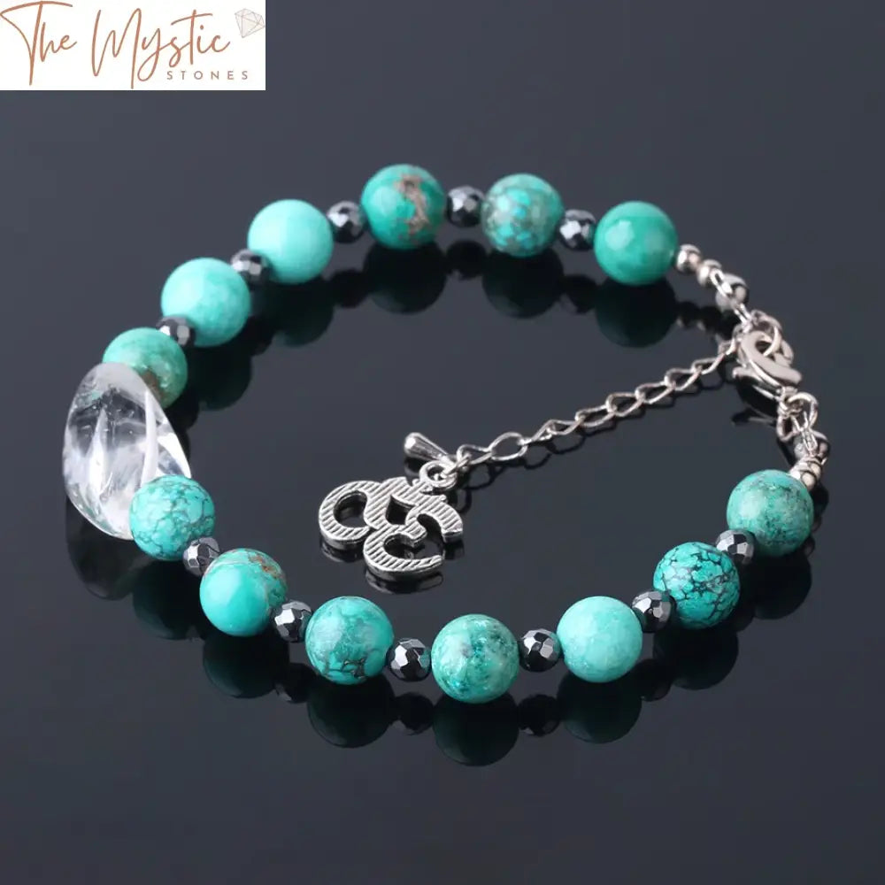 Turquoise Yoga Bead Bracelet With Lobster Clasp