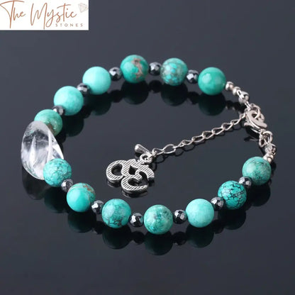 Turquoise Yoga Bead Bracelet With Lobster Clasp