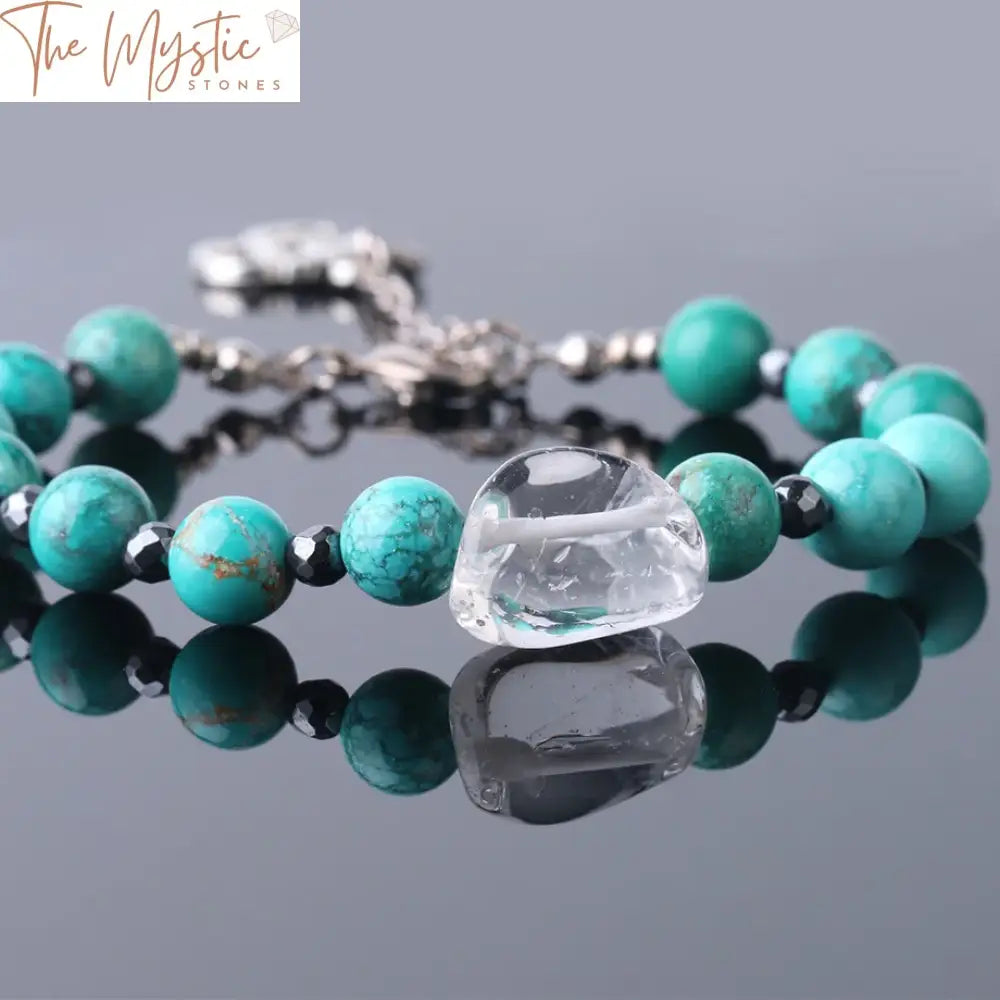 Turquoise Yoga Bead Bracelet With Lobster Clasp