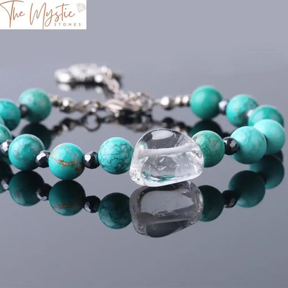 Turquoise Yoga Bead Bracelet With Lobster Clasp