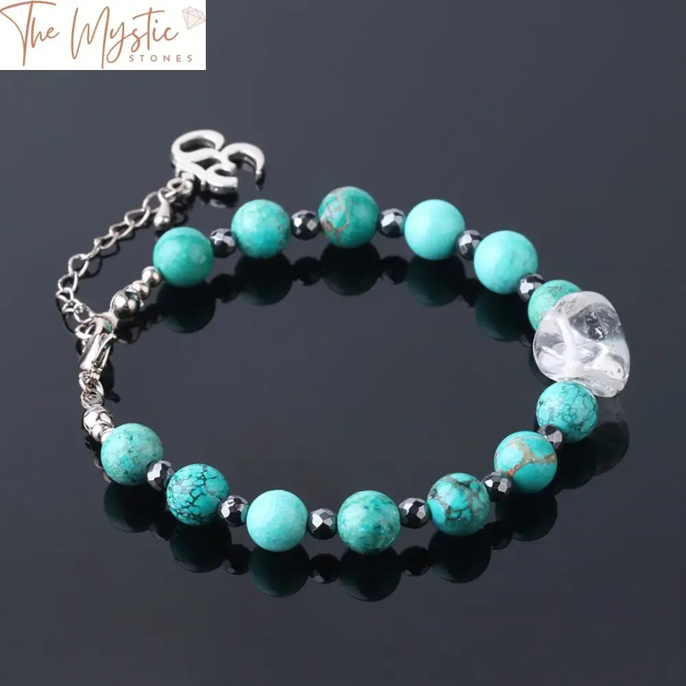 Turquoise Yoga Bead Bracelet With Lobster Clasp