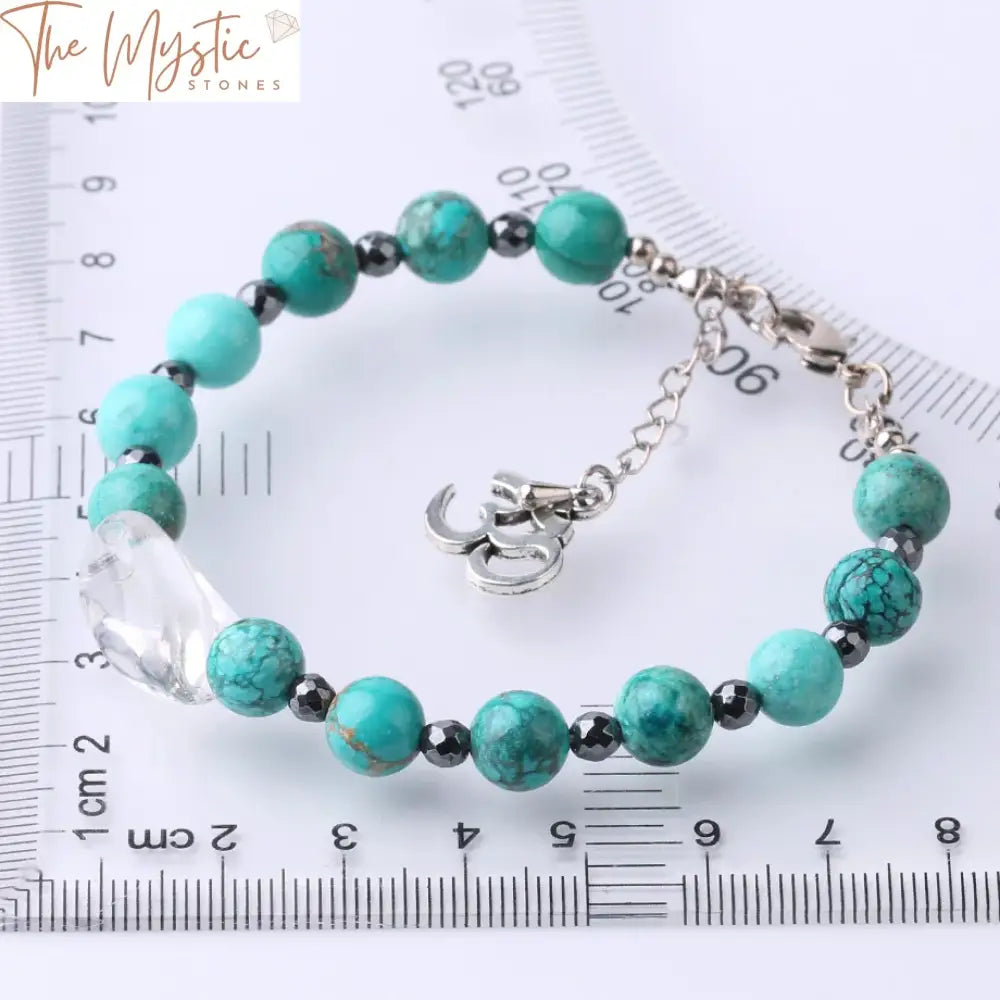 Turquoise Yoga Bead Bracelet With Lobster Clasp