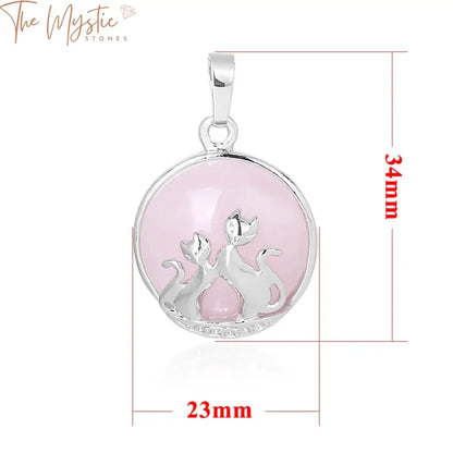 Twin Heart Cat Pendant Necklace