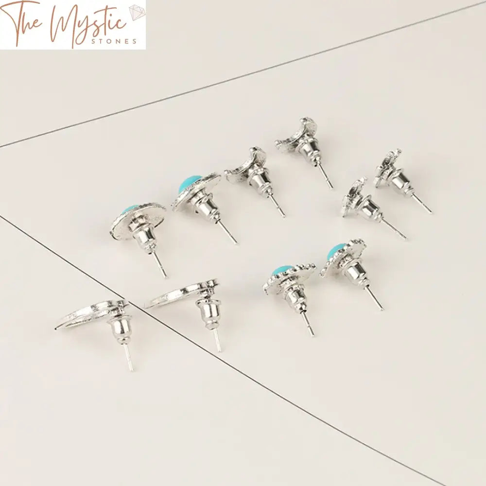 Vintage Celestial Stud Earrings Set - 5 Pairs