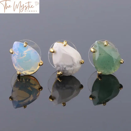 Water Drop Natural Stone Stud Earrings