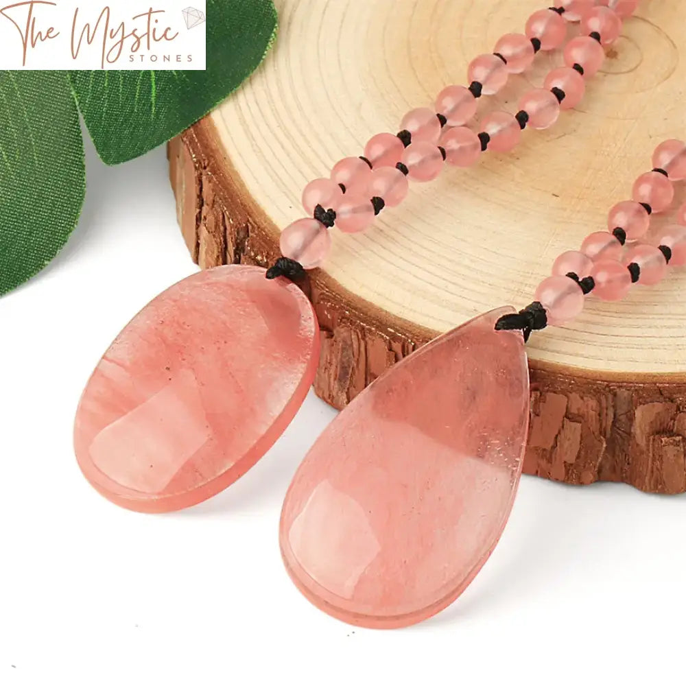 Watermelon Crystal Oval Pendant Necklace