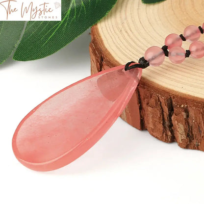 Watermelon Crystal Oval Pendant Necklace