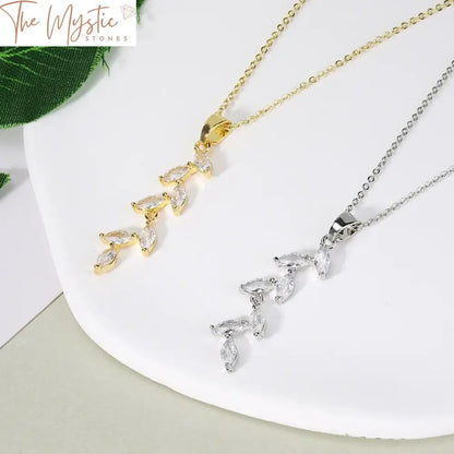 Wheat Crystal Pendant & Stud Earrings Set