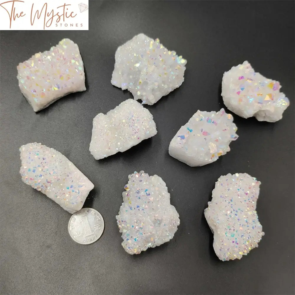 White Angel Aura Quartz Crystal Cluster