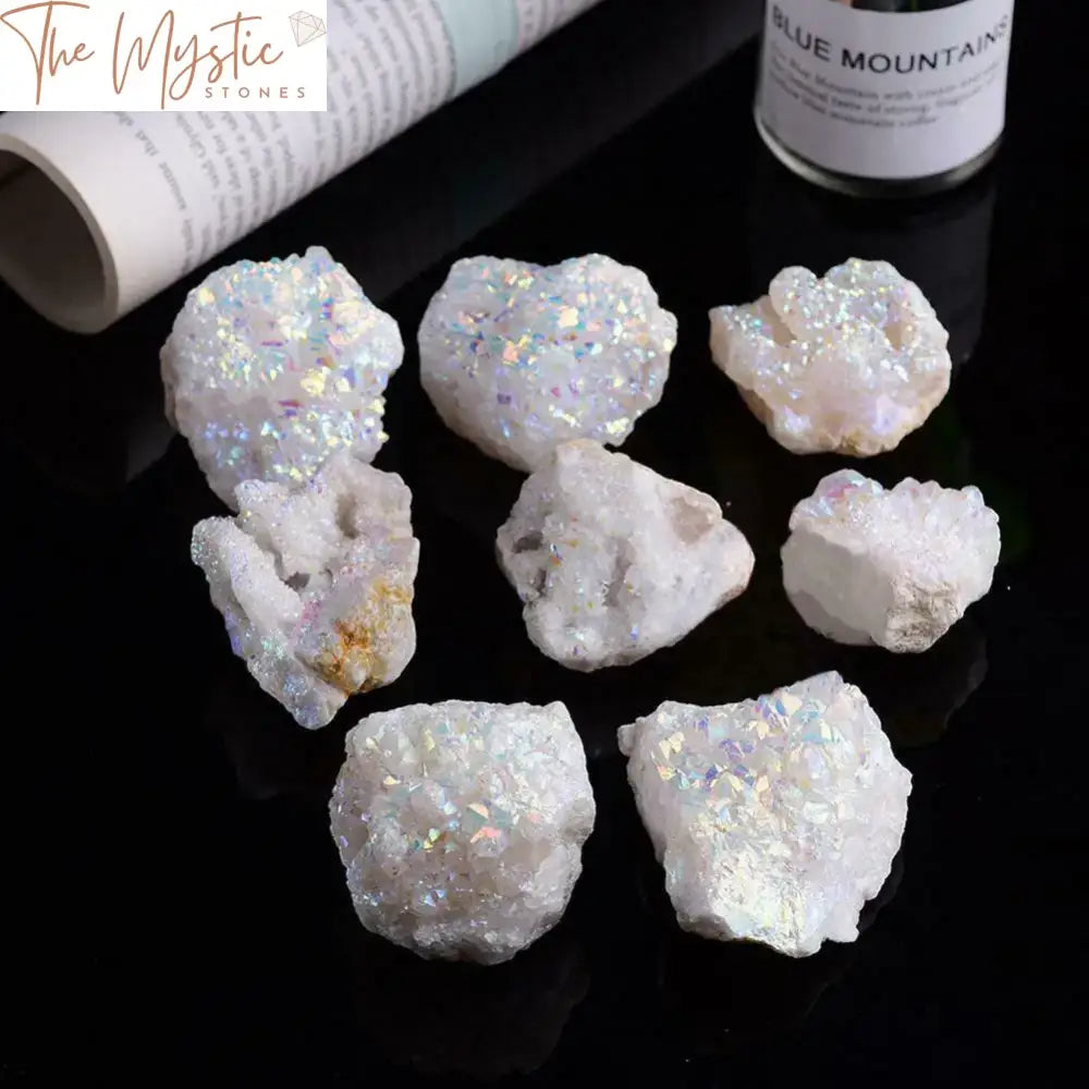 White Angel Aura Quartz Crystal Cluster