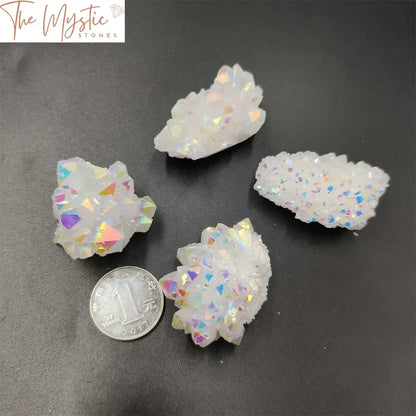 White Angel Aura Quartz Crystal Cluster