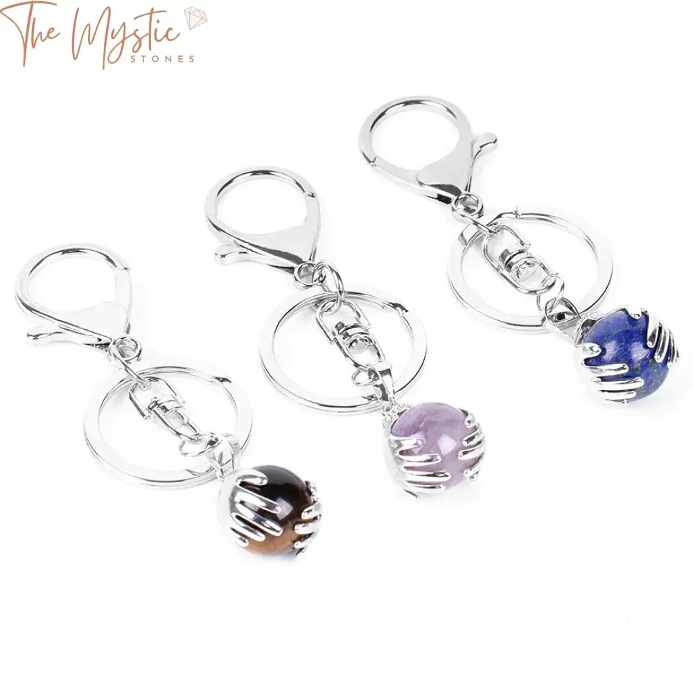 White Crystal Opal Keychain