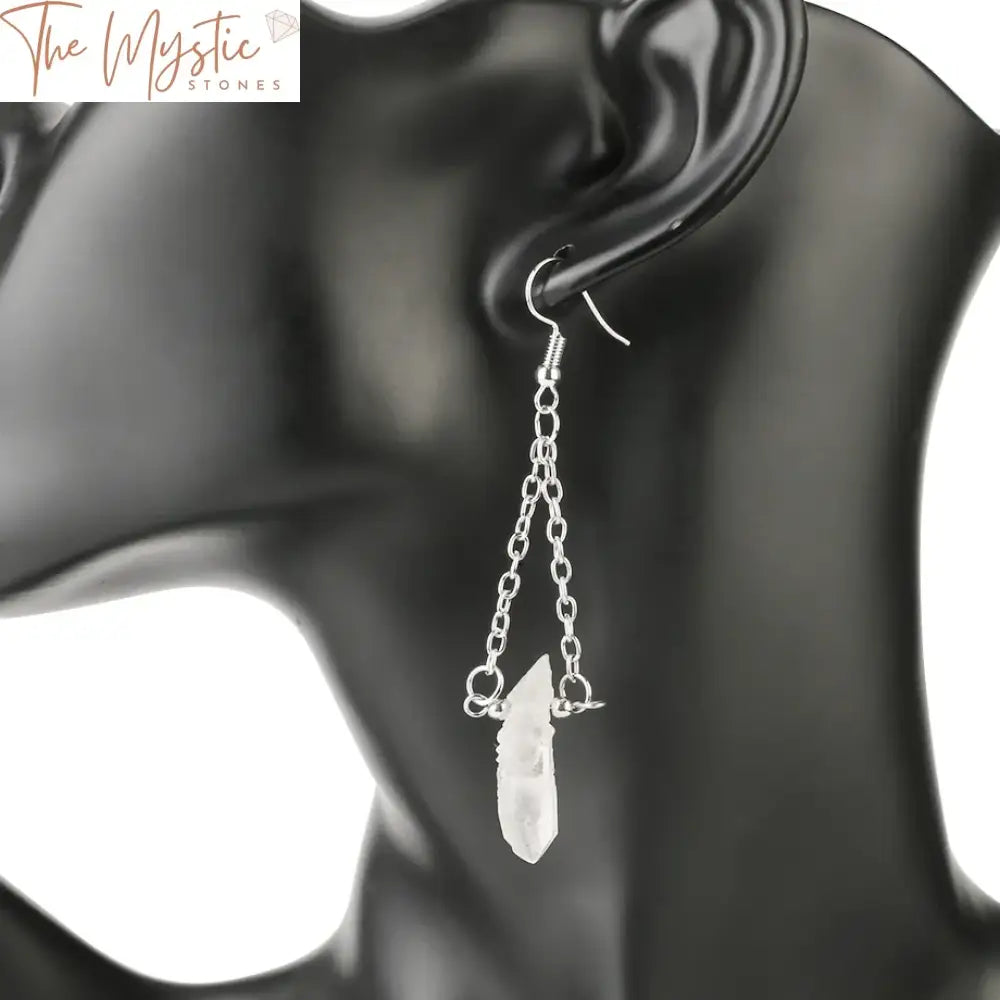 White Crystal Quartz Drop Earrings