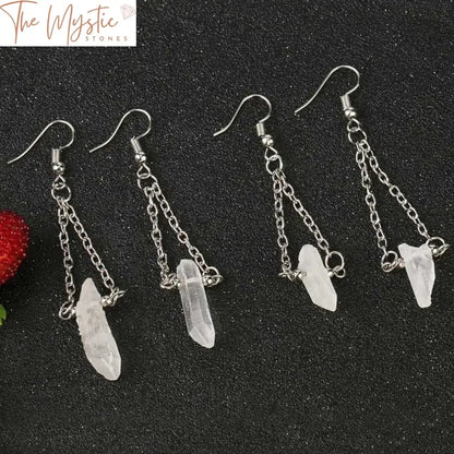 White Crystal Quartz Drop Earrings