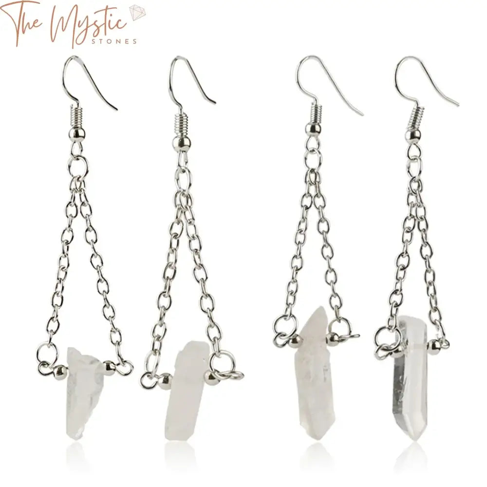 White Crystal Quartz Drop Earrings