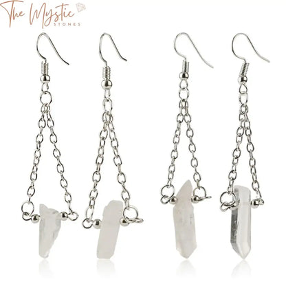 White Crystal Quartz Drop Earrings