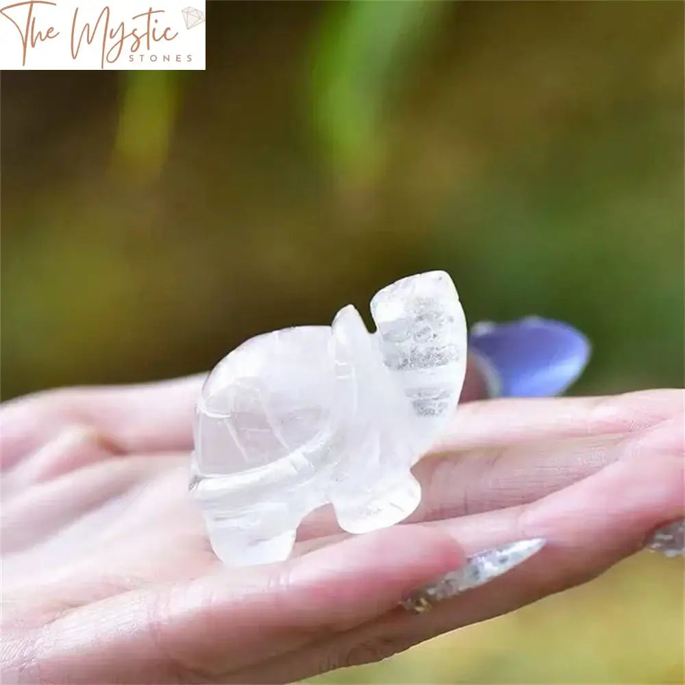 White Crystal Quartz Longevity Turtle Model